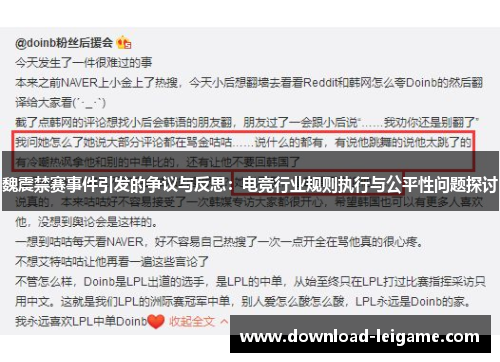 魏震禁赛事件引发的争议与反思：电竞行业规则执行与公平性问题探讨